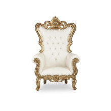 French Throne Chair - White Vinyl/Gold Frame