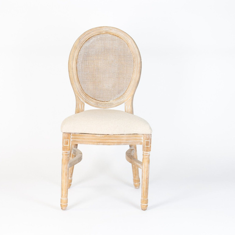 King Louis Chair - Natural with Rattan Back 