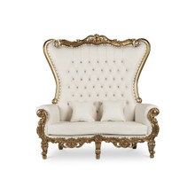 Queen Loveseat Throne - Gold/White