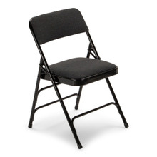 Titan Series Premium Triple-Braced Fabric Padded Metal Folding Chair - Black