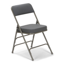 Titan Series Premium Triple-Braced Fabric Padded Metal Folding Chair - Gray Fabric/Gray Frame with 2'' Cushion