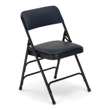 Titan Series Premium Triple-Braced Vinyl Padded Metal Folding Chair - Navy Blue