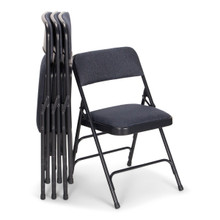 Titan Series Premium Triple-Braced Fabric Padded Metal Folding Chair - Navy Fabric