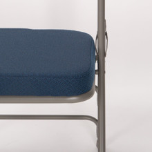 Titan Series Premium Triple-Braced Fabric Padded Metal Folding Chair - Navy Fabric/Gray Frame 2'' Cushion