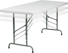 Titan Series™ 72''L x 30''W Adjustable Height Granite White Plastic Folding Table