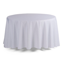108'' Round Polyester Tablecloth - White