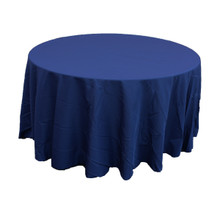 120'' Round Polyester Tablecloth - Navy Blue