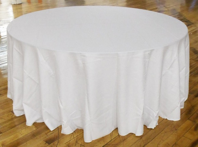 Round Polyester 132 Tablecloth - White
