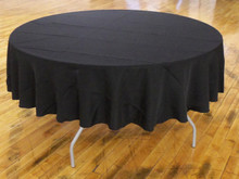 90'' Round Polyester Tablecloth - Black