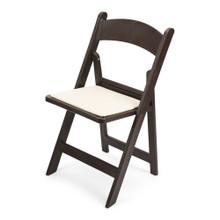 TitanPRO™ Dark Brown Resin Folding Chair with Ivory Pad