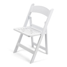 TitanPRO™ White Resin Folding Chair with Slatted Seat