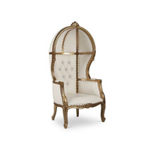 Royal Throne Chair - White Vinyl/Gold Frame