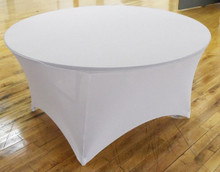 Spandex Fitted Stretch Table Cover for 60'' Round Folding Table - White