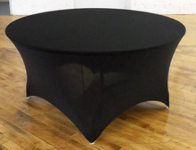 Spandex Fitted Stretch Table Cover for 60'' Round Folding Table - Black
