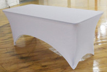 Spandex Fitted Stretch Table Cover for 6'x30'' Banquet - White