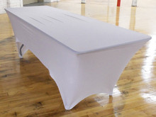 Spandex Fitted Stretch Table Cover for 8'x30'' Banquet - White