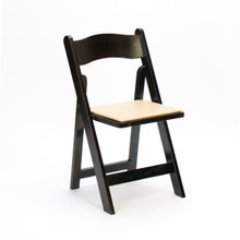 Wood Folding Chair - Dark Fruitwood with Ivory Pad