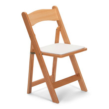Wood Folding Chair - Natural with White Pad