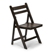 Wood Slatted Folding Chair - Antique Black