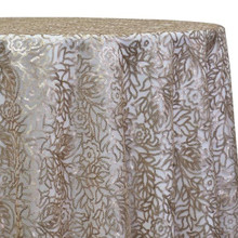 Fiori Leaf Sequins Table Linen in Champagne