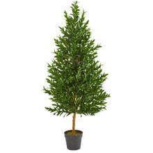 4.5 Feet Olive Cone Topiary Artificial Tree UV Resistant (Indoor/Outdoor)