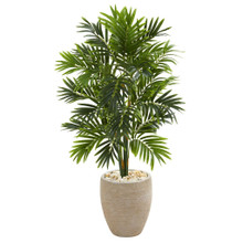4 Feet Areca Artificial Palm Tree in Sand Colored Planter