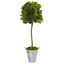 5.5 Feet Fiddle Leaf Artificial Tree In Tin Bucket (Real Touch)