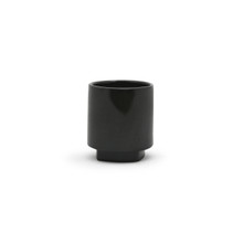 Unique Black Cylinder Ceramic Pot with Base - 16 Pieces