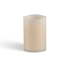 4"D x 6"H LED Bisque Wax Pillars w/ Timer - 4 Candles