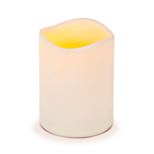 4.5"D x 6"H LED Outdoor Resin Bisque Pillar w/ Timer - 4 Candles