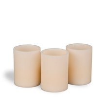 12 Bisque Wax LED Pillars, 3"D x 4"H - 4 Sets of 3