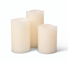 2 Sets of 3, Bisque Wax 4,5,6" GlowWick LED Candle w/ Timer - 6 Pieces