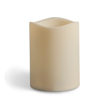 6"D x 6"H Bisque Resin LED Outdoor Pillar w/ Timer - 3 Candles