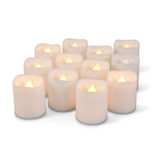 48 Wax Wavy Edge Plastic LED Votive Candles 1.57"x1.77" (4 Sets of 12)
