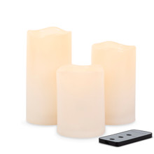 6 Sets of 3 Ivory Resin LED Candles w/ Remote - 18 Candles