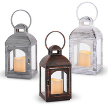 4 Sets of 3 Plastic Assorted Lantern with Warm White LED Candle w/ Timer - 12 Lanterns