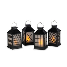 Assorted Black Plastic Solar Lantern - 4 Lanterns