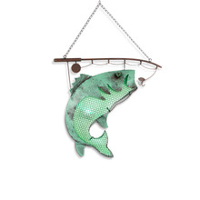 Green Verdigris and Rust Battery Operated Metal Fish - 4 Pieces