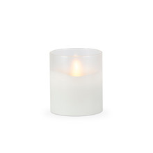 3.5"D x 4"H Round Frosted Glass Illumaflame Candle - 6 Candles