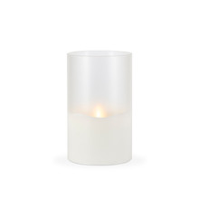5"D x 8"H Round Frosted Glass Illumaflame Candle - 6 Candles