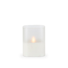 4"Lx4"Wx5"H Square Frosted Glass Illumaflame Candle - 6 Candles
