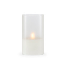 4"Lx4"Wx7"H Square Frosted Glass Illumaflame Candle - 6 Candles