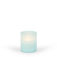 3.5"D X 4"H Blue Frosted Glass Illumaflame Candle -  6 Candles