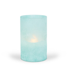 5"D X 8"H Blue Frosted Glass Illumaflame Candle - 6 Candles