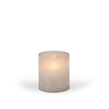 3.5"D X 4"H Gray Frosted Glass Illumaflame Candle - 6 Candles