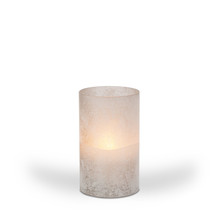 3.5"D X 6"H Gray Frosted Glass Illumaflame Candle - 6 Candles