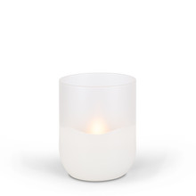 4.7"D X 6"H Round Bottom Frosted Glass Illumaflame Candle - 6 Candles