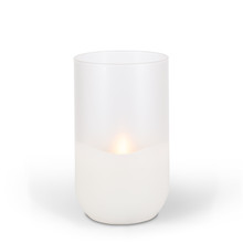 4.7"D X 8"H Round Bottom Frosted Glass Illumaflame Candle - 6 Candles