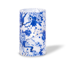 5"D x 8"H Blue Floral Design Illumaflame Candle - 6 Candles
