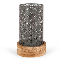 Rustic Cylinder with Wooden Base Candle Holder #1